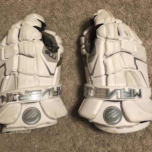 White Used Player's Maverik M4 12" Lacrosse Gloves