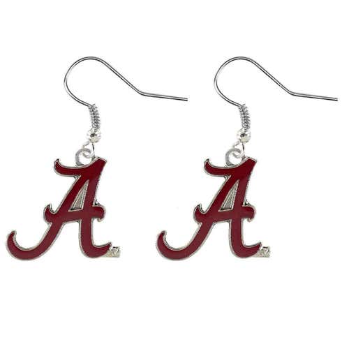 Alabama Crimson Tide NCAA Logo Silver Dangle Earrings Hypo-Allergenic