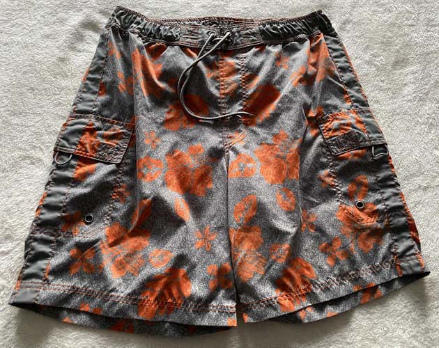 VTG Morro Bay Beach Men's Size M 32/34 Gray Floral Board Shorts Swim Wear Trunks