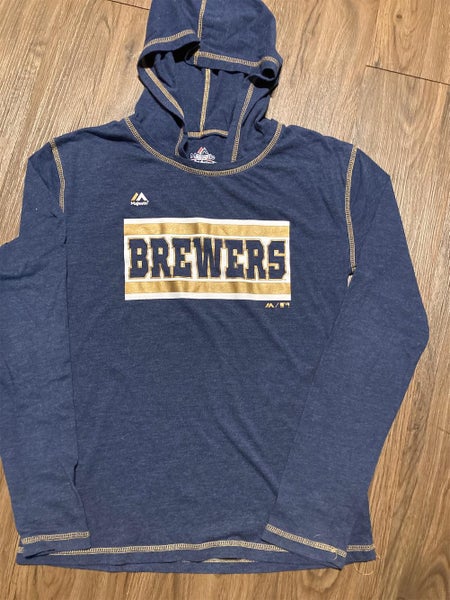 Milwaukee Brewers Girls Youth Lightweight Hoodie by Majestic Size M (8-10)