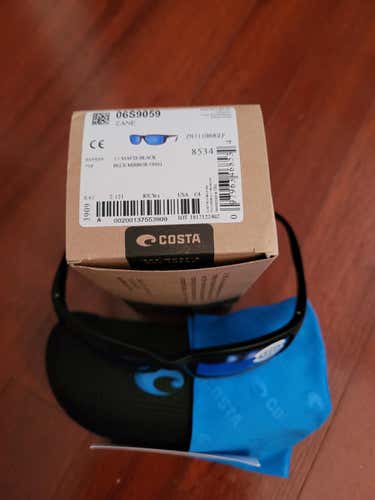 Brand New Zane Black Men's Adult Large Costa Del Mar Sunglasses