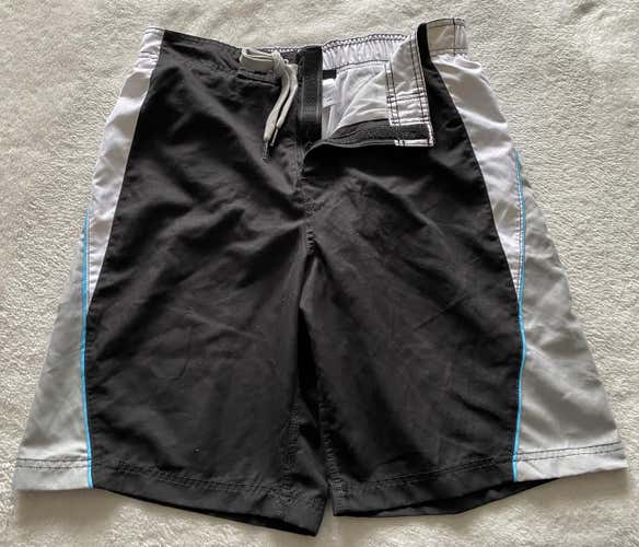 Joe Boxer Men's Size M Medium Black/White-Gray Lined Board Shorts Swim Trunks
