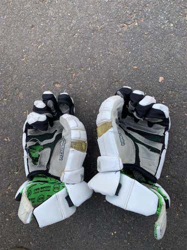 White Used Player's Maverik M4 12" Lacrosse Gloves
