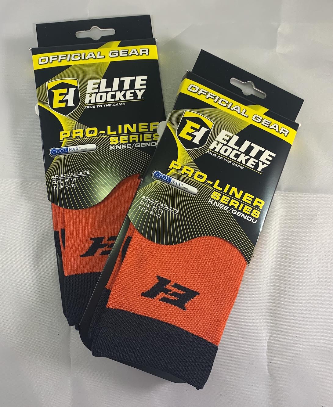 Elite Hockey Pro-Liner Tube/Knee Socks Black 1 Pair Black Size 5-13 