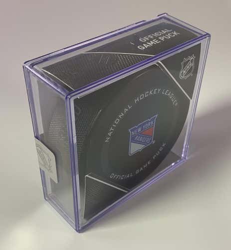 *New* NHL, New York Rangers, 2021 Official Game Hockey Puck, In Display Cube
