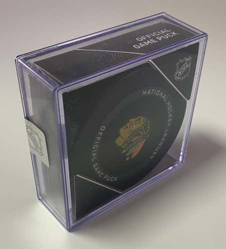 *New* NHL, Chicago Blackhawks, 2021 Official Game Hockey Puck, In Display Cube