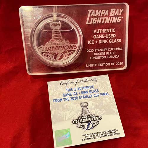 Tampa Bay Lightning Stanley Cup Game Used Glass & Ice from Rogers Place Edmonton COA LE #/2020