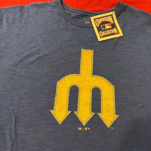Seattle Mariners Cooperstown Collection MLB Blue Adult XL Tall Majestic T-Shirt