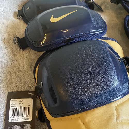 Navy & Gold Adult Pro Nike Vapor Catcher's Leg Guards 17”