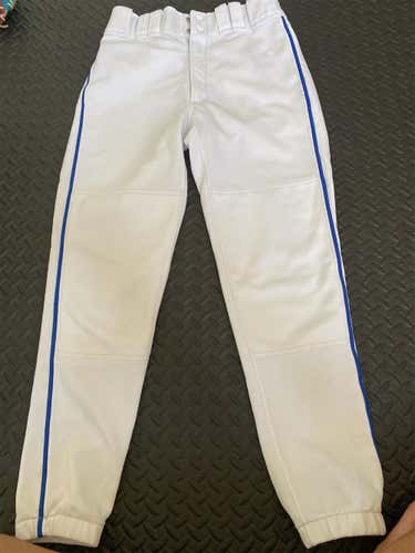 White W/blue Piping Adult Small Mizuno Pants