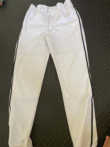White W/black Piping Adult Small Mizuno Pants