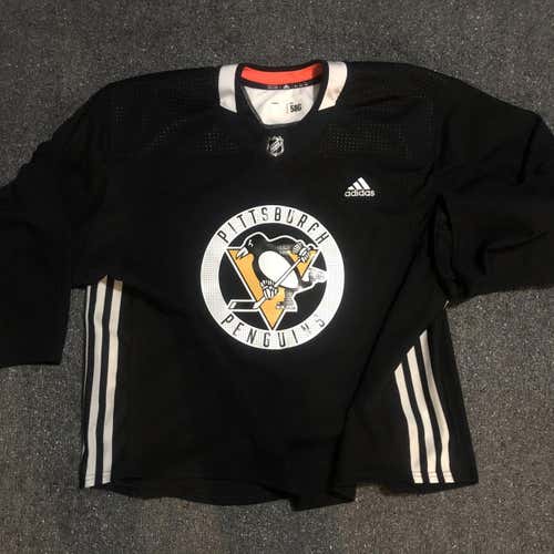 Pittsburgh Penguins Adidas 3 Stripes 58G Goalie Cut Adidas Black Pro Stock Team Issue Jersey