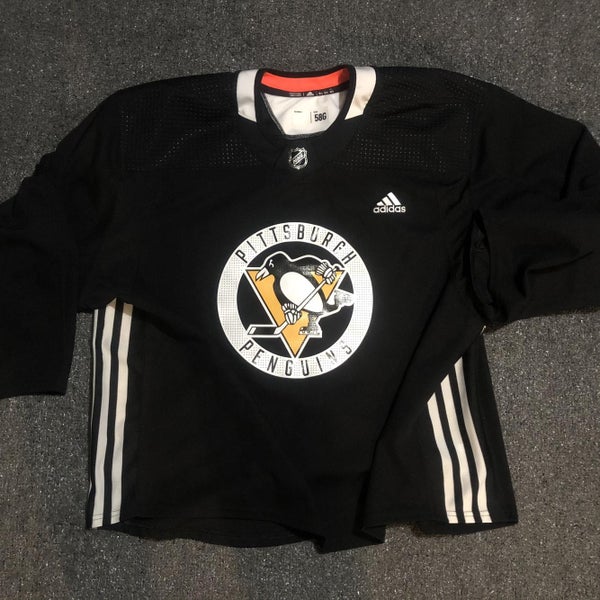 Pittsburgh Penguins Adidas 3 Stripes 58G Goalie Cut Adidas Black Pro Stock Team Issue Jersey
