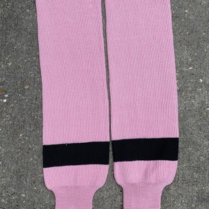 Knit Pro Stock Hockey Socks Pink w Black Stripes 9259