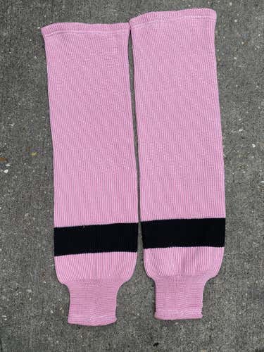 Knit Pro Stock Hockey Socks Pink w Black Stripes 9259