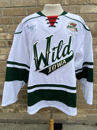 CCM Iowa Wild Pro Stock Game Used White Jersey Signed AUK 9264