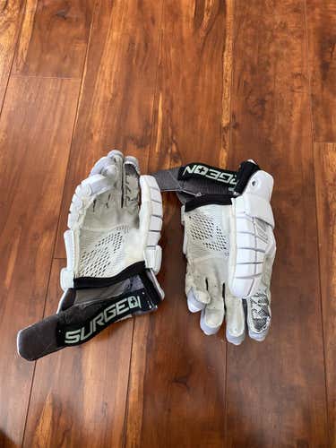 White Used Player's STX Surgeon RZR 12" Lacrosse Gloves