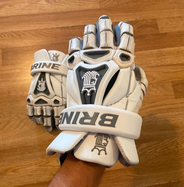 Used Brine King 13" Lacrosse Gloves In White
