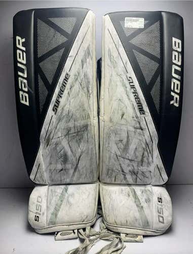 White Used Junior 30" Bauer Supreme S150 Goalie Leg Pads