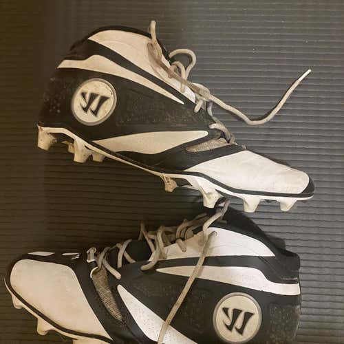 Warrior Burn 7.0 Mid Lacrosse Cleats - Black And White