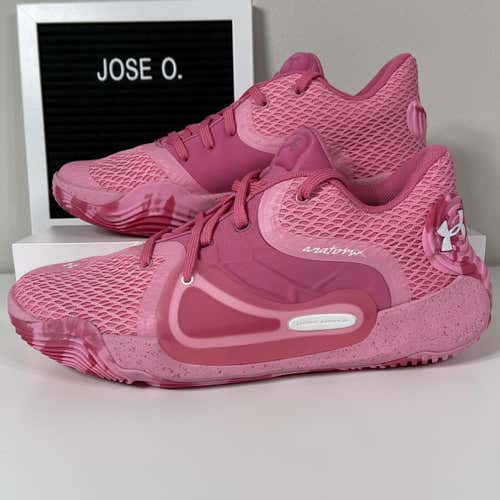 UNDER ARMOUR ANATOMIX SPAWN 2 BREAST CANCER AWARENESS MENS BASKETBALL SHOES SIZE 8 WOMENS 9.5 PINK N