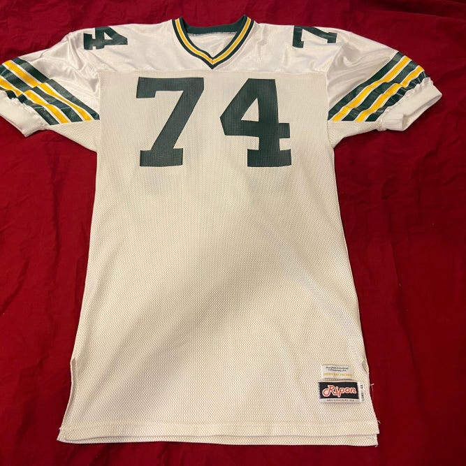 Vintage 80’s Green Bay Packers #74 NFL Ripon Football Size 48 Long Jersey - Team Issued? MUST SEE!
