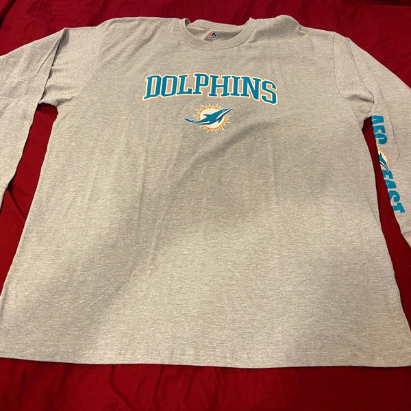 NFL Miami Dolphins Majestic Gray Adult XXXL Long Sleeve T-Shirt