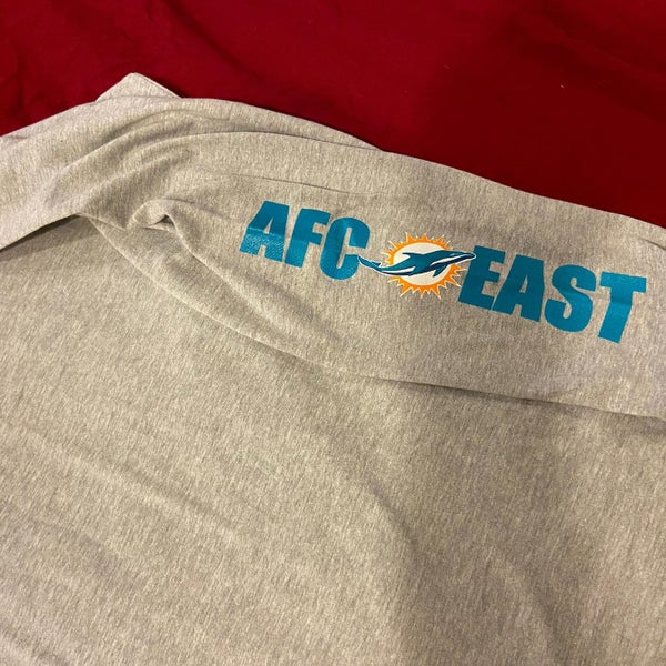 NFL Team Apparel Miami Dolphins Football Crew Neck Long Sleeve Shirt L Gray