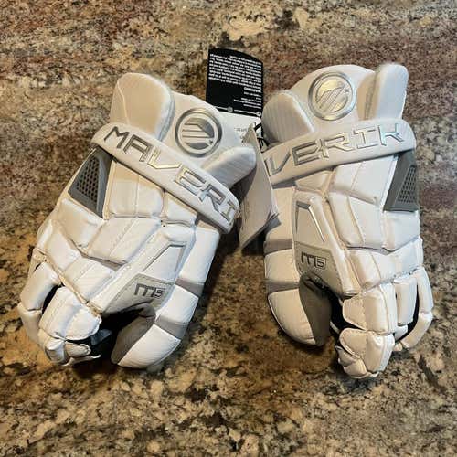 White New Maverik M5 Goalie 13" Goalie Gloves
