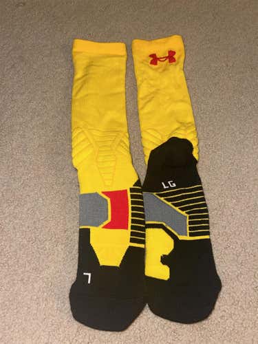 Maryland Team IssuedYellow Large Game Socks Under Armour