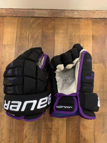 Black/Purple Bauer Nexus 1N Gloves 13" Pro Stock - NCAA return