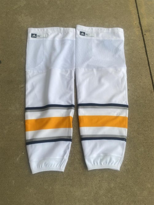 Buffalo Sabers XL+ Stock Away White Senior  Adidas Pro Stock Socks