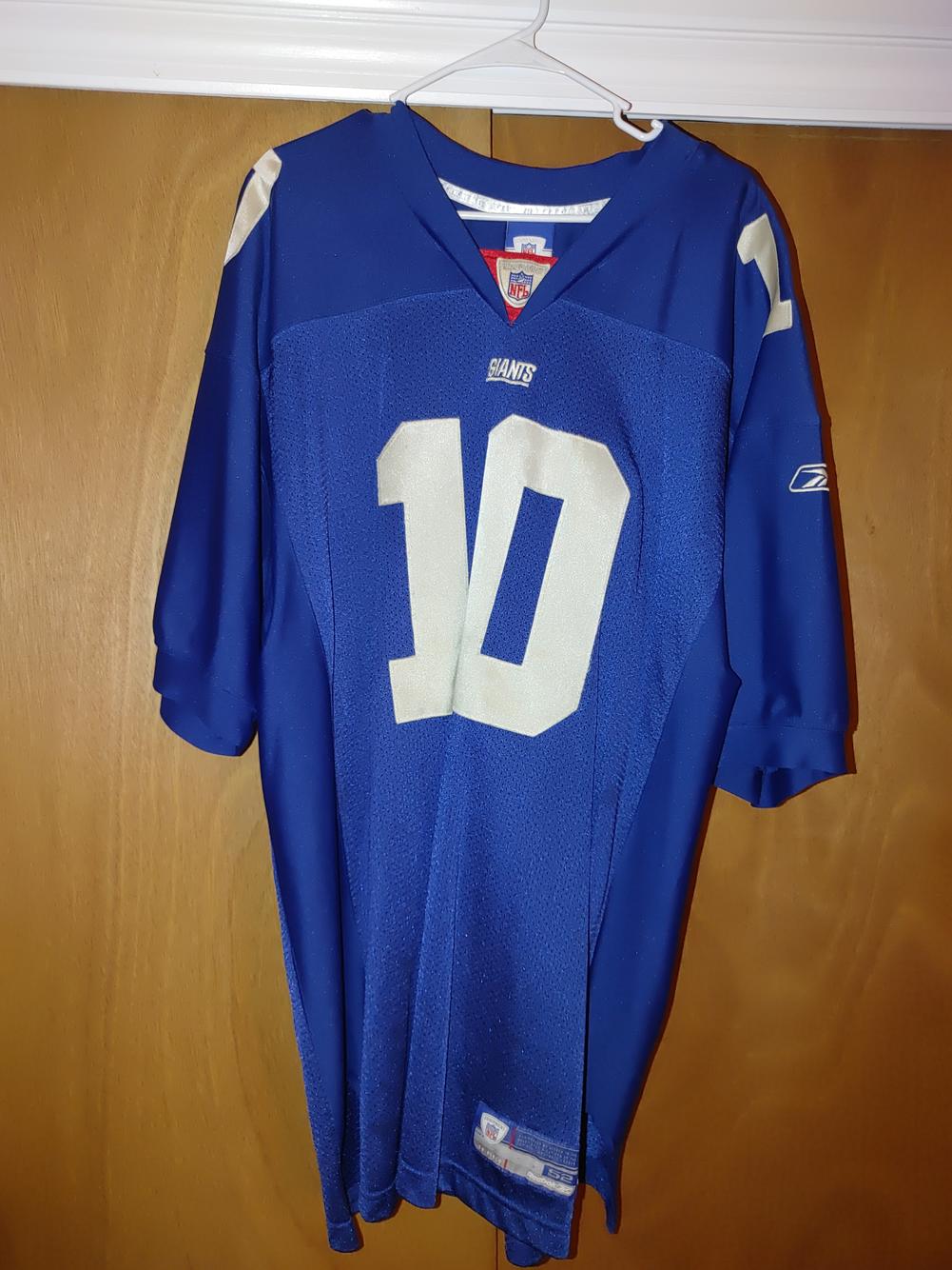 Reebok Eli Manning New York Giants Jersey #10 Red Short Sleeve Men's Large