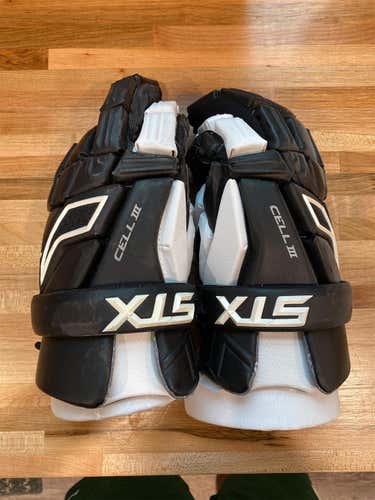 Black New STX Cell III 14" Lacrosse Gloves