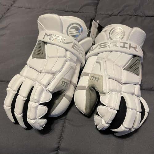 White New Maverik M5 13" Goalie Gloves
