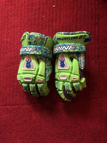 Green Used Player's Brine King III 13" Lacrosse Gloves