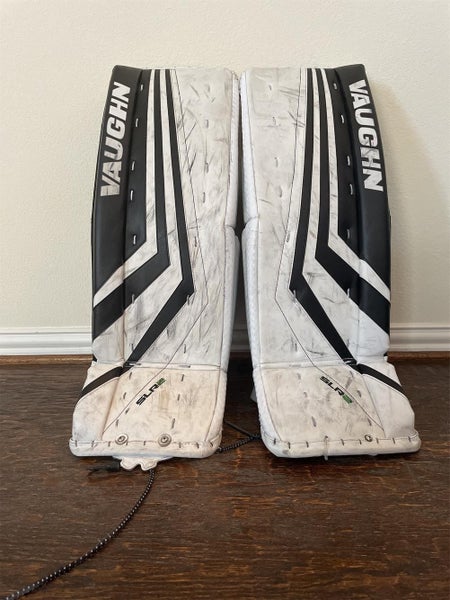White Junior 28" Vaughn Ventus SLR2 Goalie Leg Pads