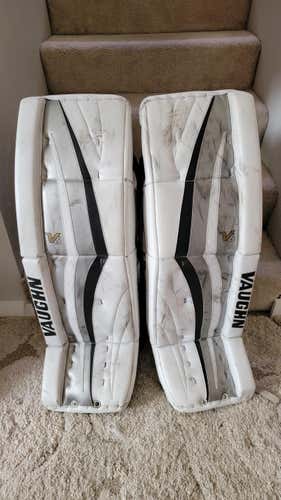 White Used Senior 34" Vaughn Velocity V6 Goalie Leg Pads