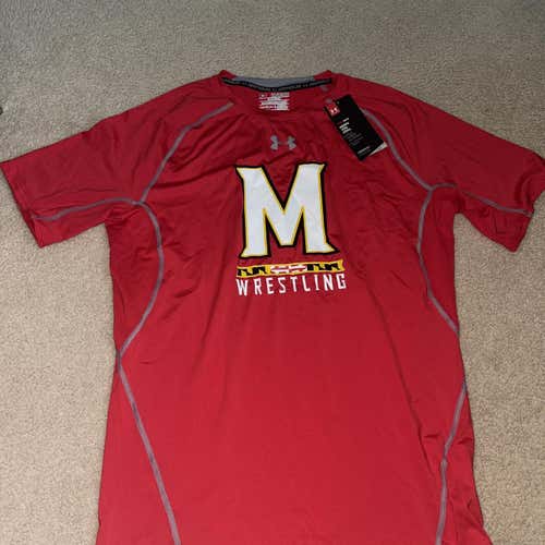 NWT Maryland Wrestling Compression Red Under Armour Shirt size 2XL
