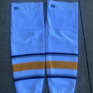 Buffalo Sabers Stock White Senior XL Adidas Pro Stock Socks