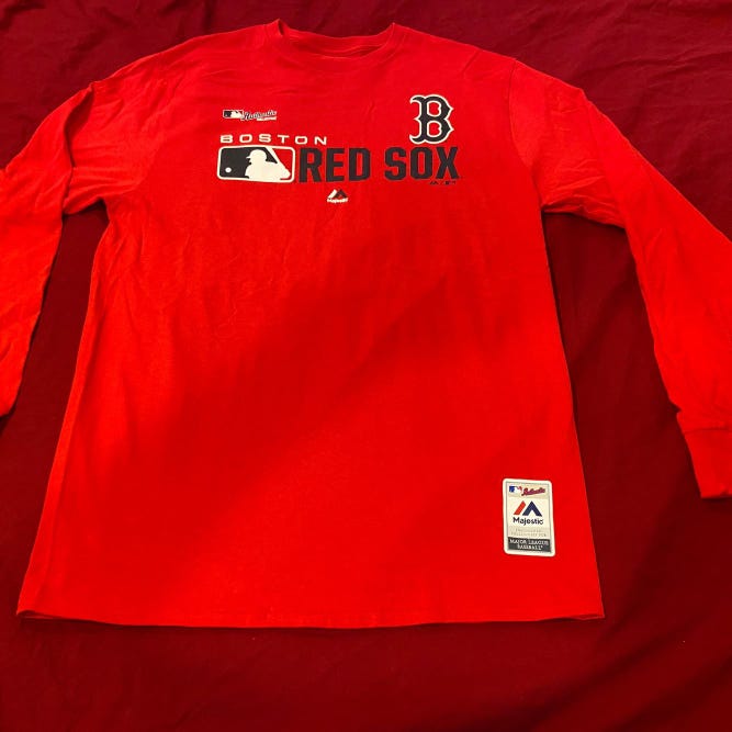 Boston Red Sox MLB Baseball Red Adult Large Majestic Long Sleeve T-Shirt * NWOT