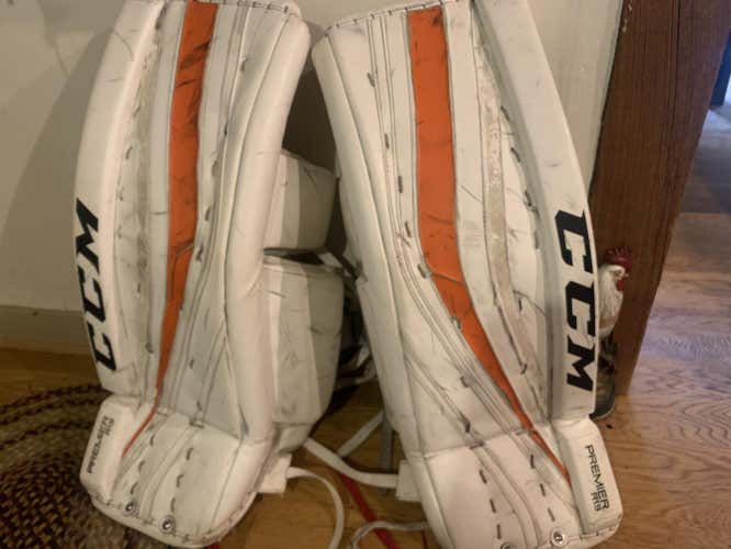 White Used 30" CCM Premier R1.9 Goalie Leg Pads
