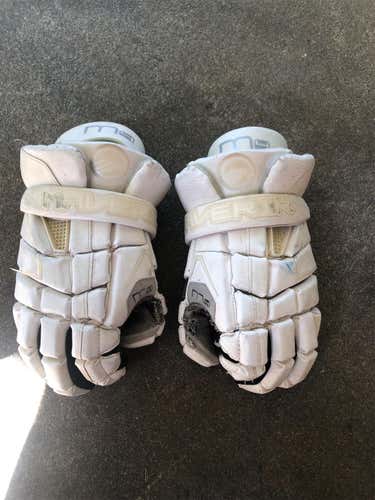 White Used Player's Maverik M4 13" Lacrosse Gloves