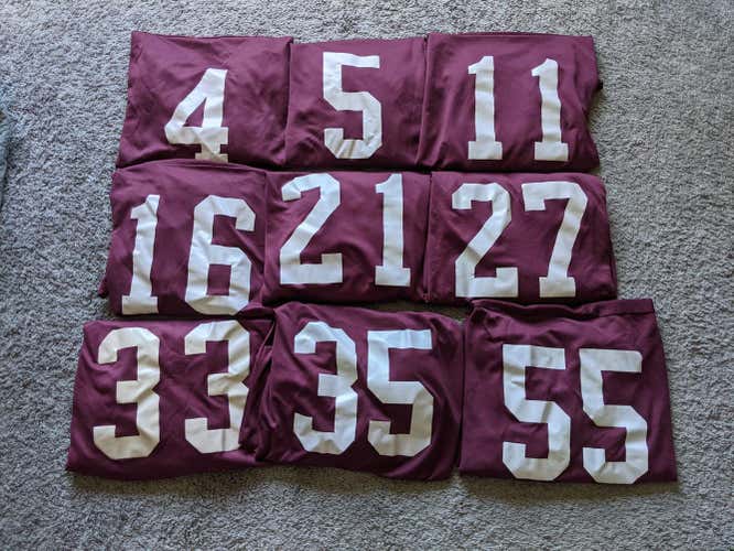 9 Maroon Numbered (White) Adult XL Warrior Ice Hockey Jerseys Used Clean Single Color all Same size