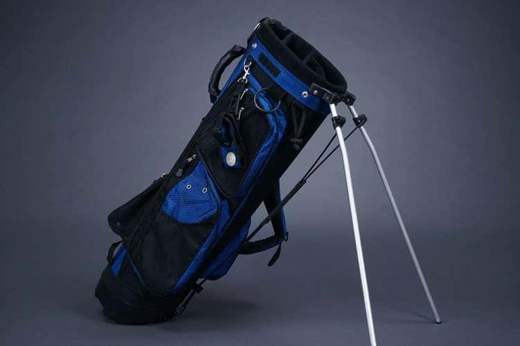 GREAT LOOKING 5-WAY DIVIDER GOLF STAND BAG, BLUE/BLACK