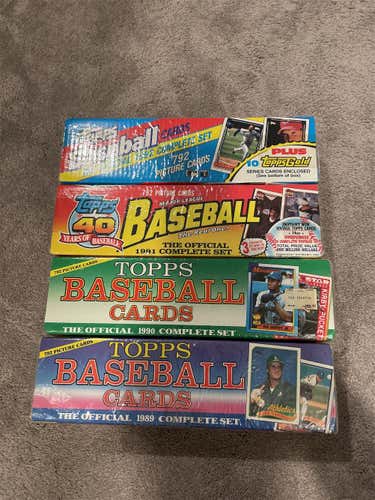 1989, 1990, 1991, 1992 Complete Set Topps Baseball Cards