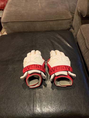 White Used Player's Adidas 13" Lacrosse Gloves