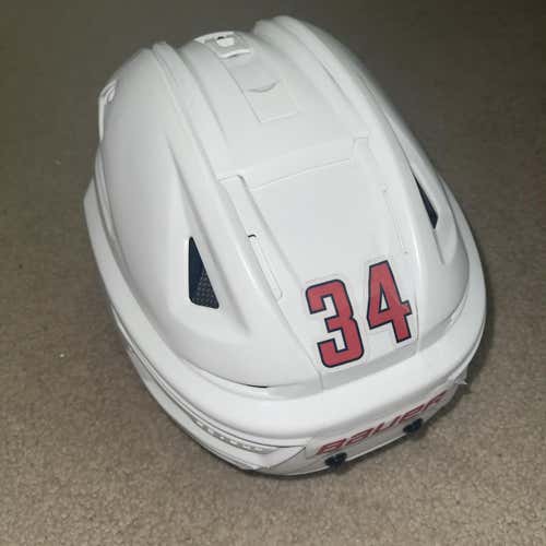 Washington Capitals Jonas Siegenthaler #34 Bauer game used away helmet 2020-21