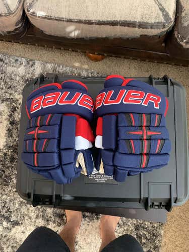 Blue Senior Bauer 4 Roll 14" Pro Stock Gloves