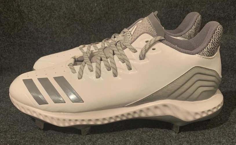Men’s Adidas Icon Bounce Metal Baseball Cleats White Silver CG5252  Size 12